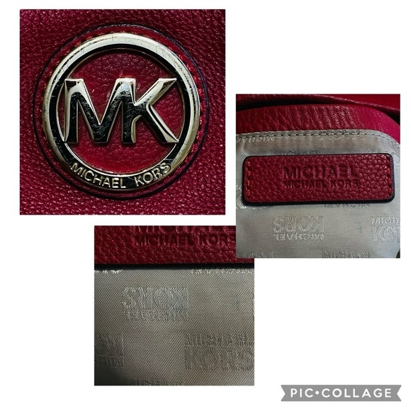 Michael Kors Red Fulton Cross Body Pebble Leather Bag - Picture 3 of 14